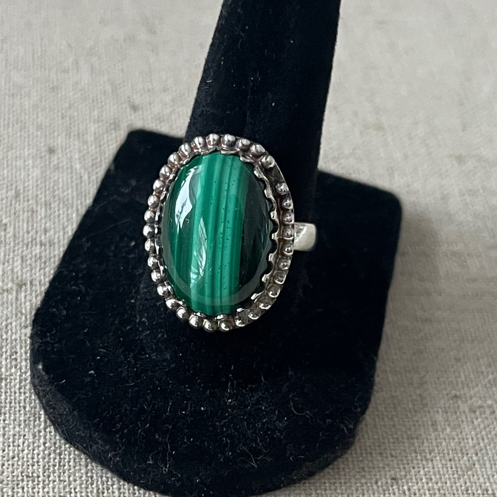 Malachite Sterling Silver Ring As Is